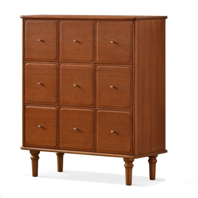 Poplar Solid Wood Cabinet French Retro Nine Drawers Cabinet