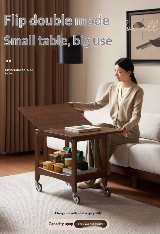 Black Walnut Solid Wood Movable Folding Modern Side Table