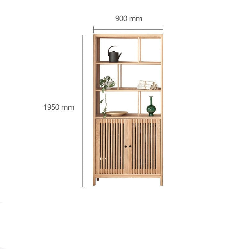 Ash solid wood bookshelf combined bookcase display cabinet wall shelf<