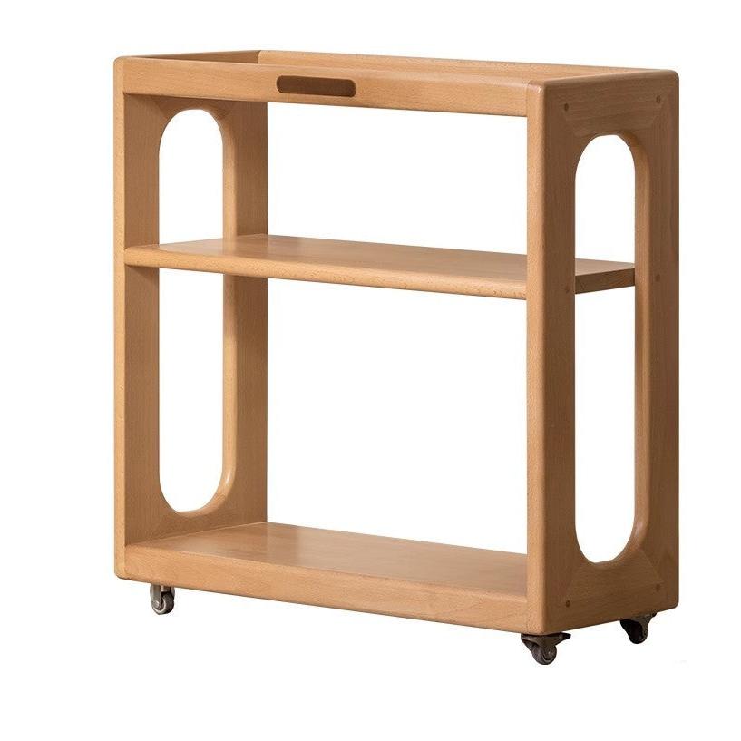 Beech Solid Wood Children's Under-Table Bookcase with Wheels