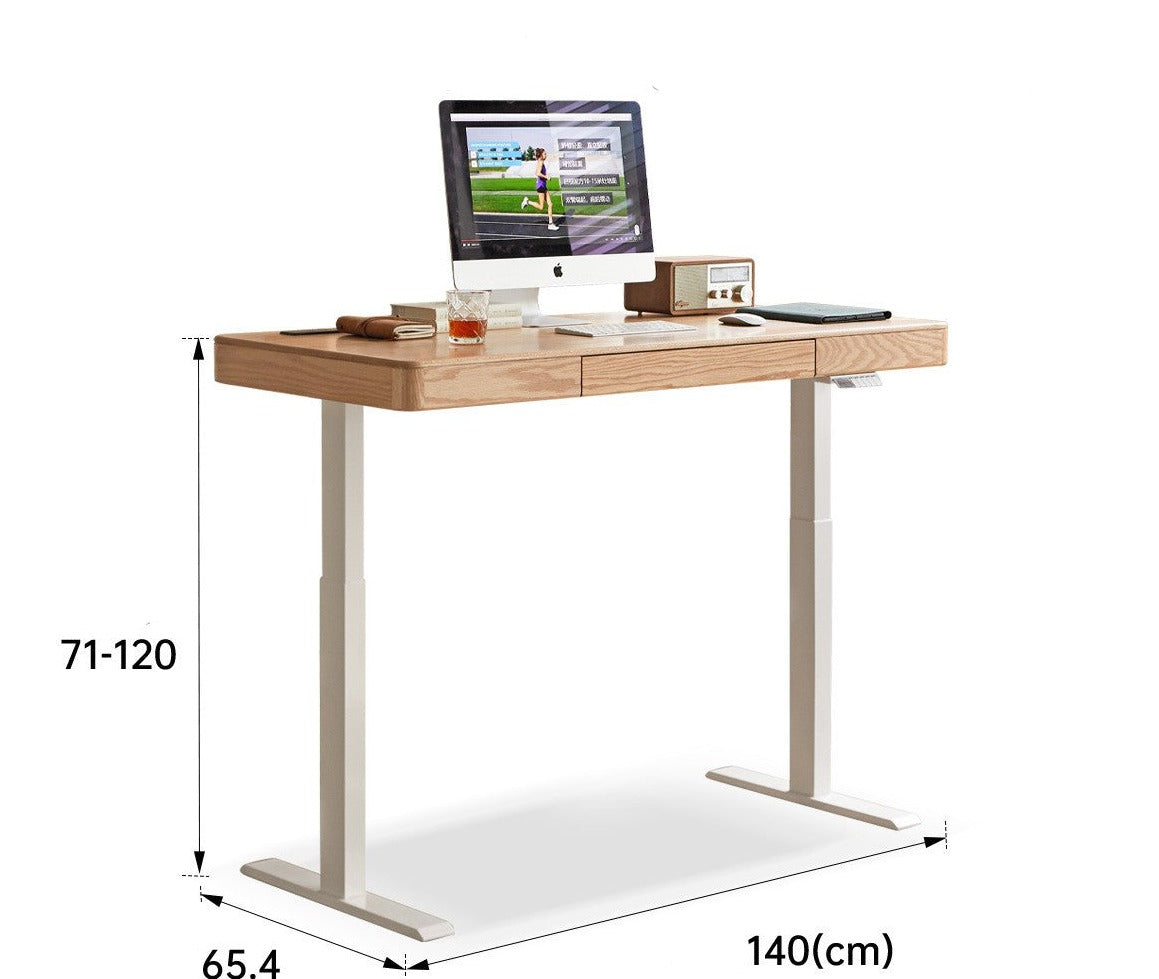 Oak Solid Wood Elevating Electric Multifunctional Standing Desk"
