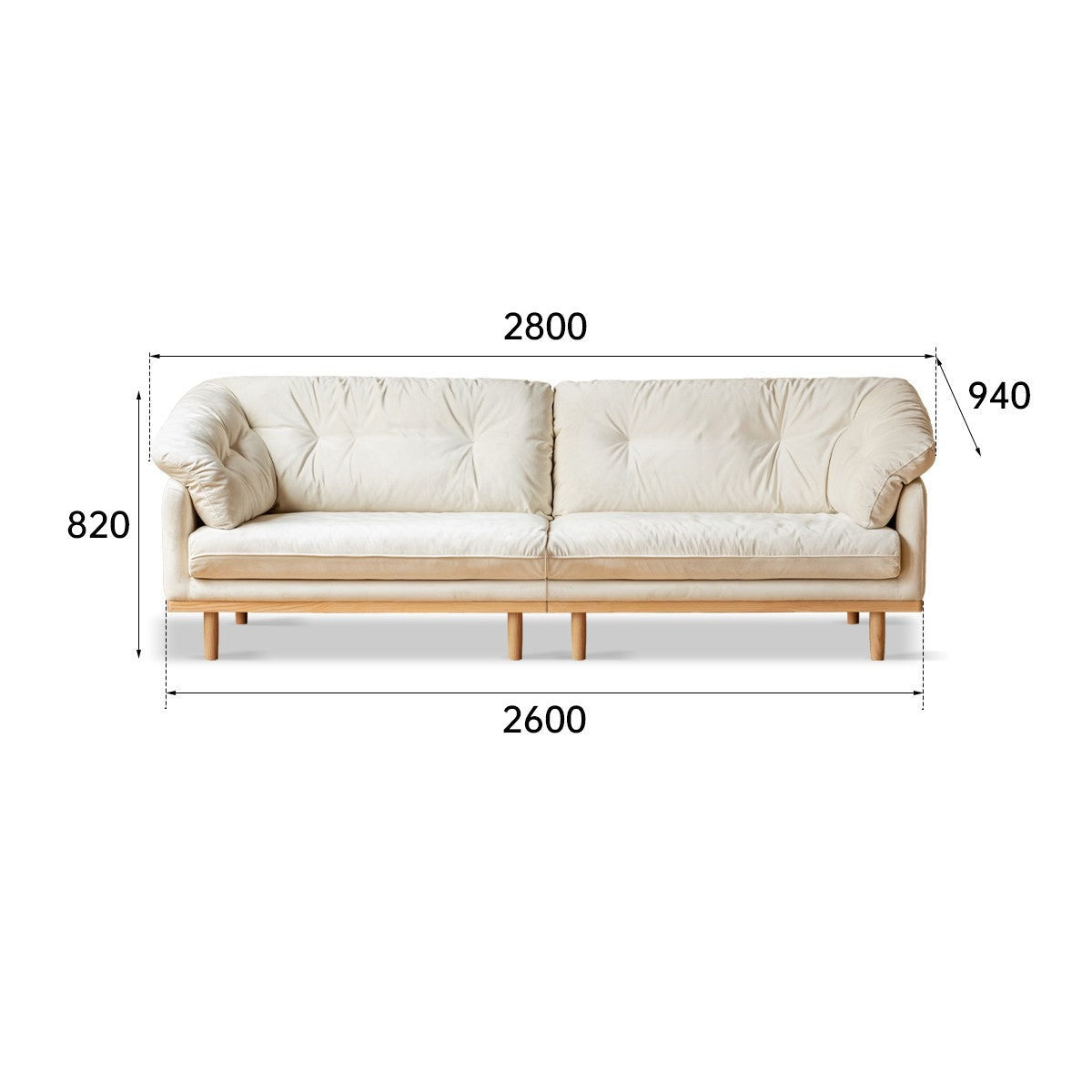 Fabric white cream style velvet sofa+