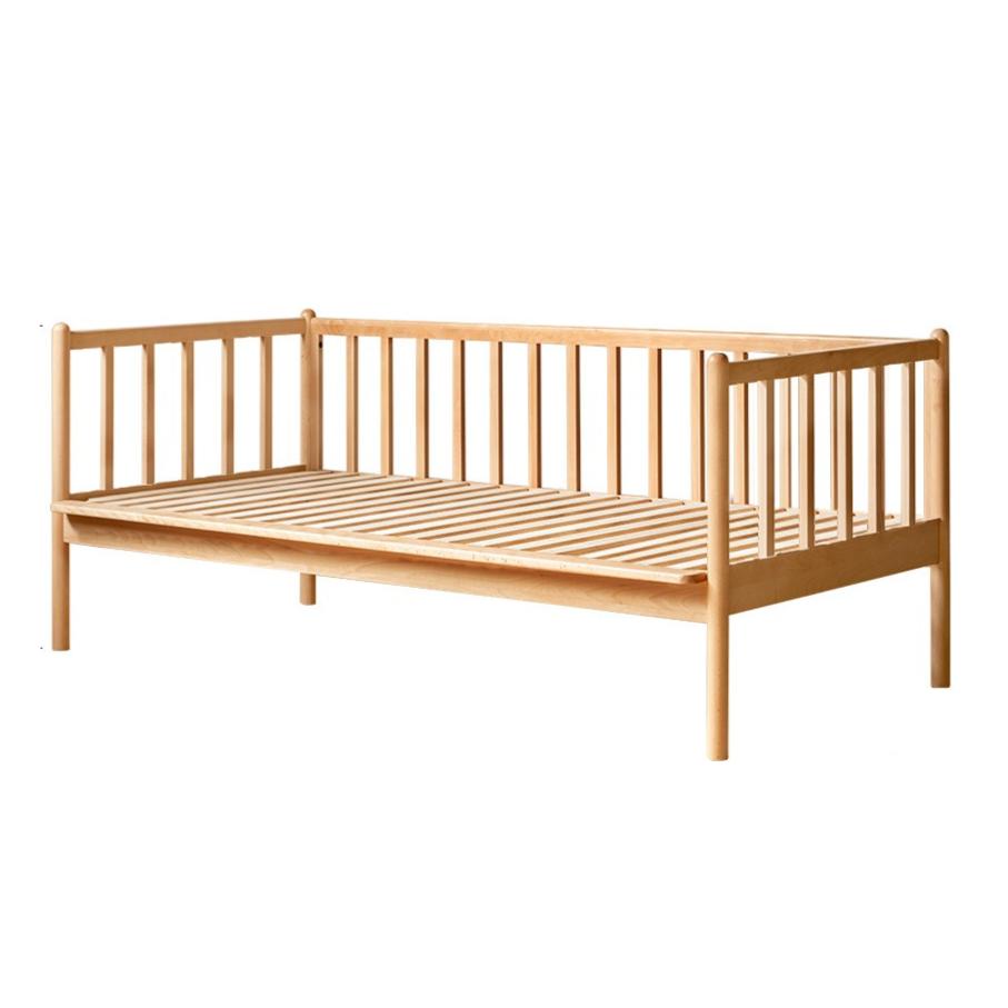 Beech Solid Wood Children's Splicing Bed with Guardrail