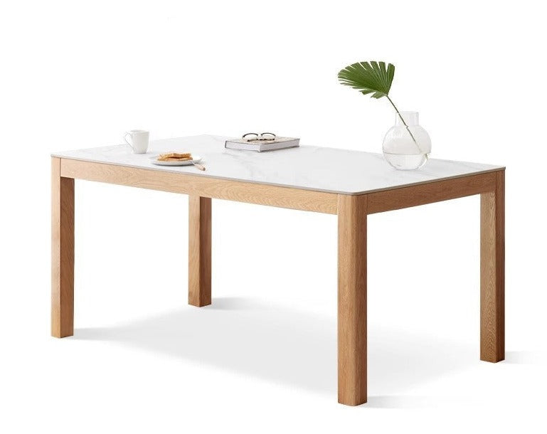 Rock slab Oak solid wood simple dining table"