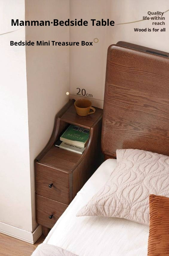 Black Walnut Solid Wood Retro Style Nightstand