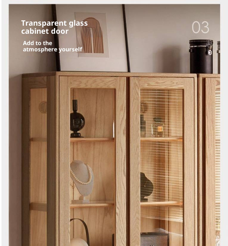 Ash Solid Wood Modern Glass Bookcase