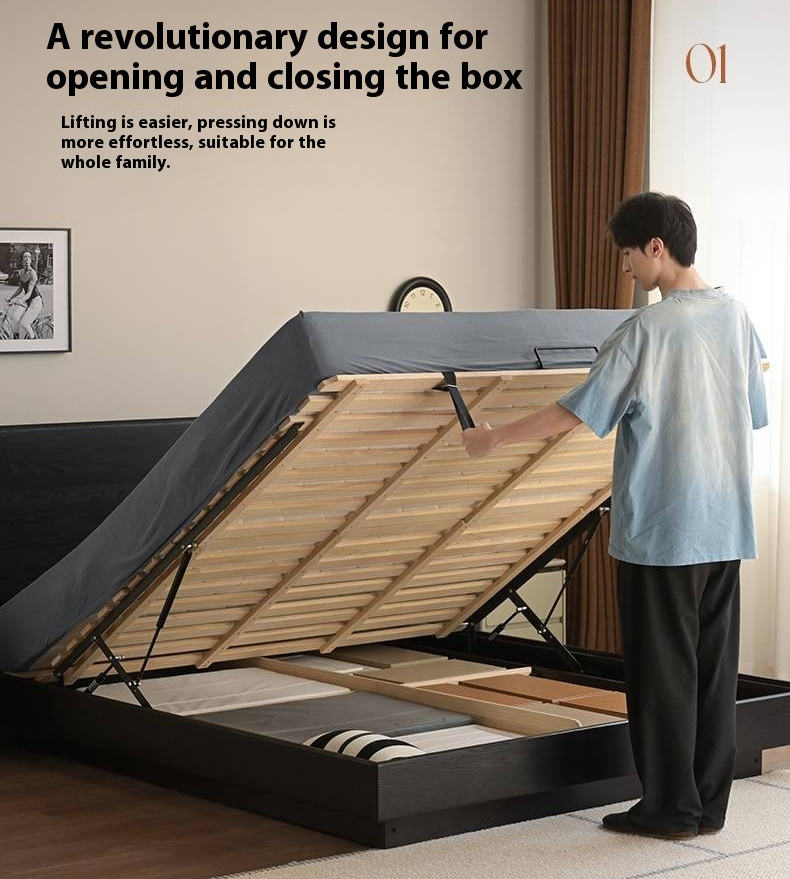 Ash Solid Wood Modern Simple Suspended Multifunctional Box Bed