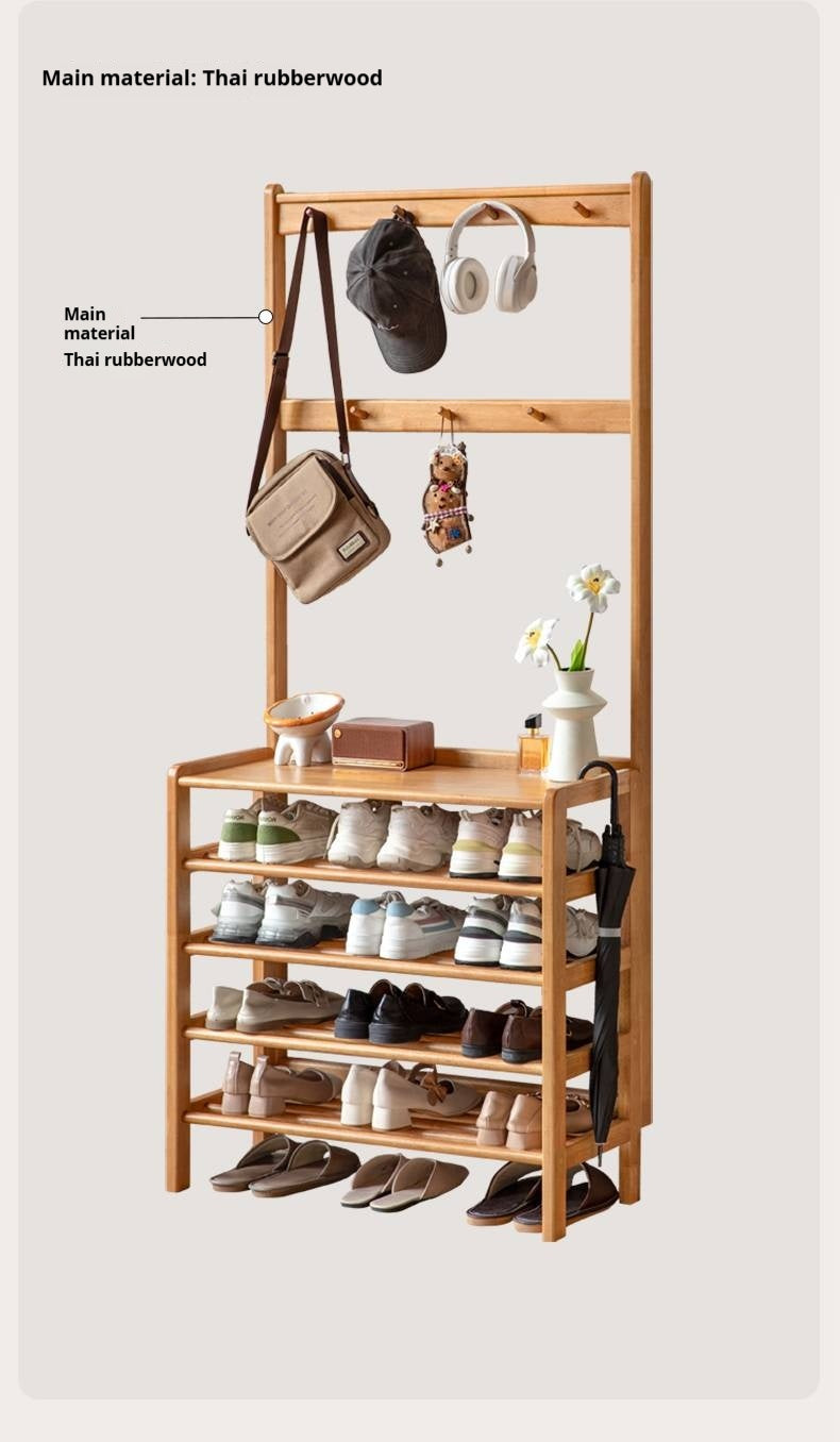 Solid Rubberwood Modern Minimalist Multi Layer Shoe Rack