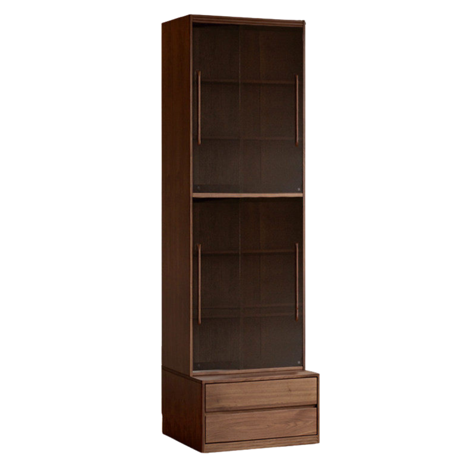 Black Walnut, Sandalwood Solid Wood Light Luxury Combined Bookshelf With Seat