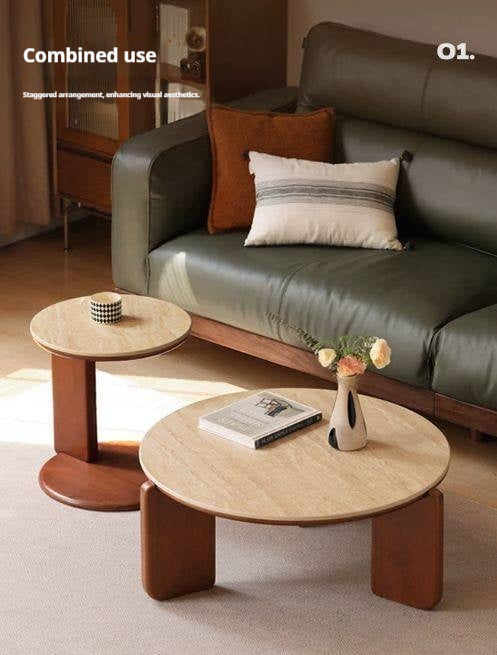 Tulipwood Solid Wood Medieval Style Rock Plate Coffee Table