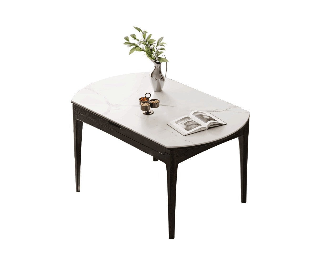 Rock slab folding dining table light luxury Oak solid wood"
