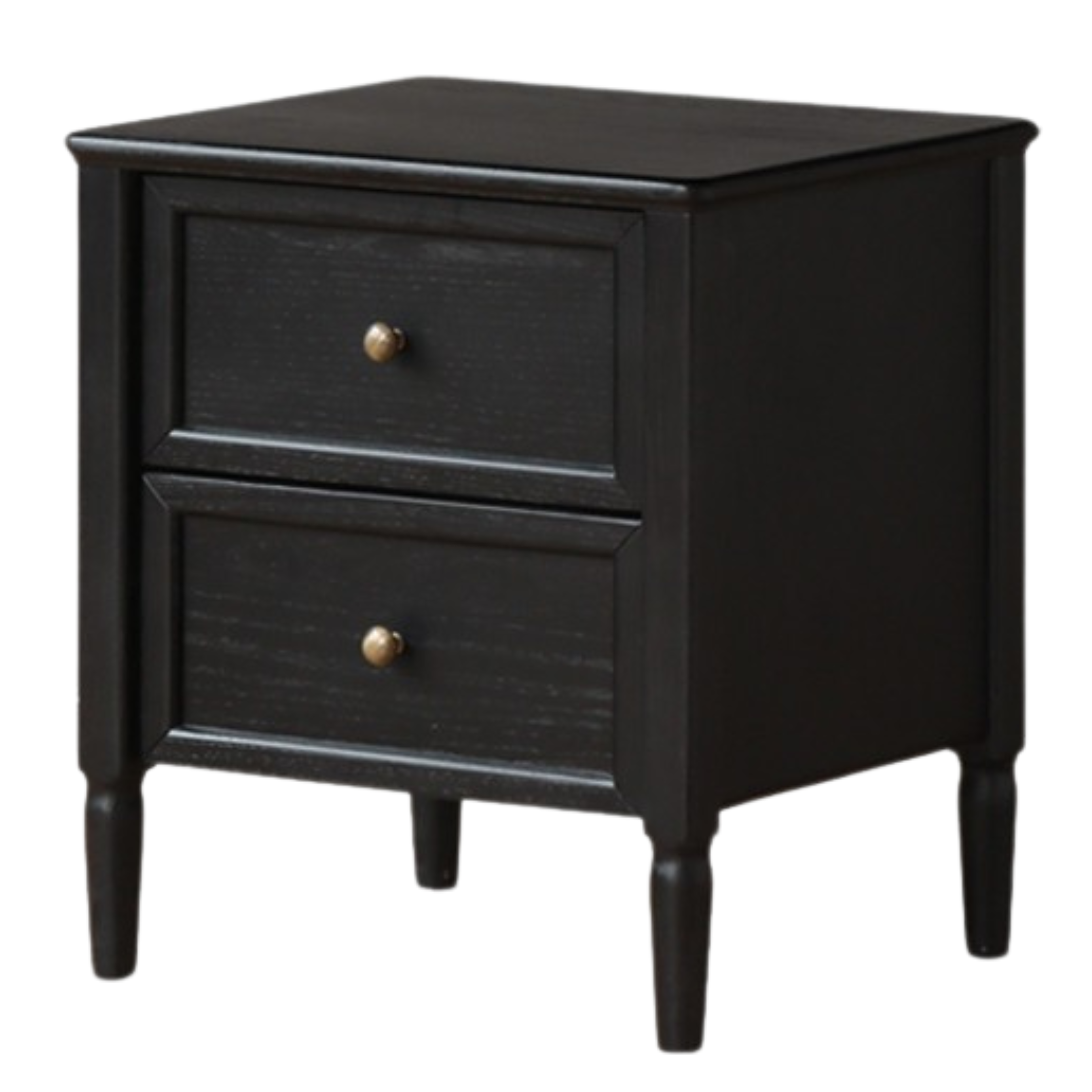 Oak Black Solid Wood Nightstand