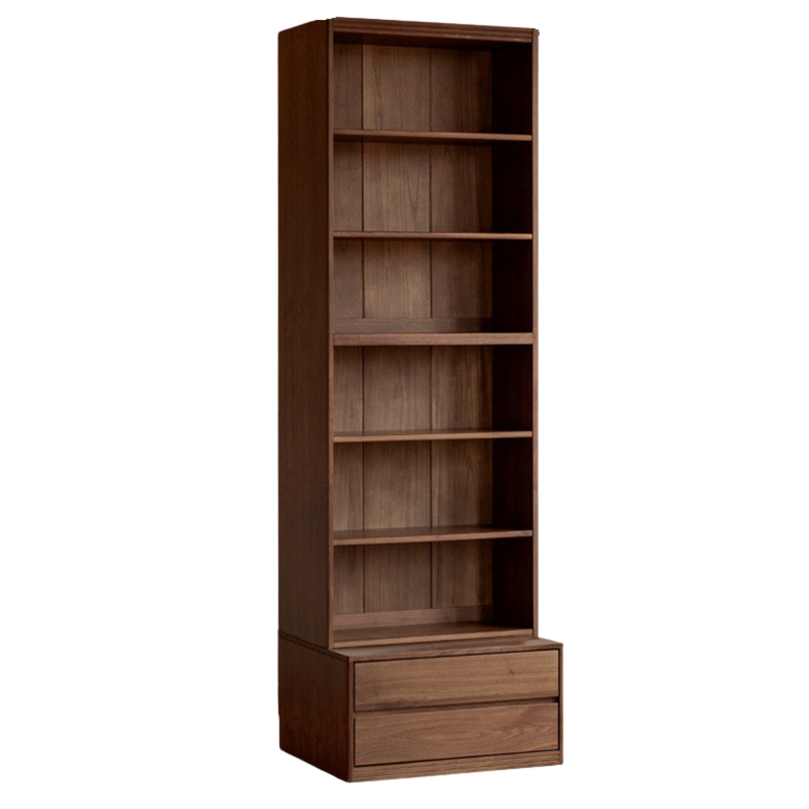 Black Walnut, Sandalwood Solid Wood Light Luxury Combined Bookshelf With Seat