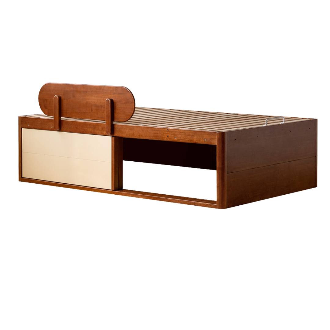 Rubberwood Solid Wood Kids’ Platform Bed and Hidden Storage