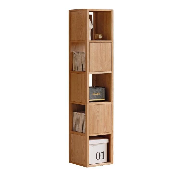 Oak Solid Wood Floor to Floor Nordic Corner Bookcase