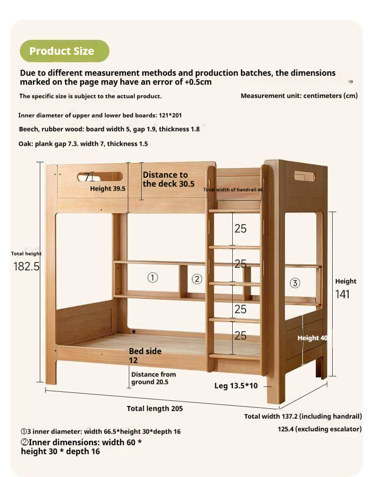 Beech, Rubberwood Solid Wood Bunk Bed