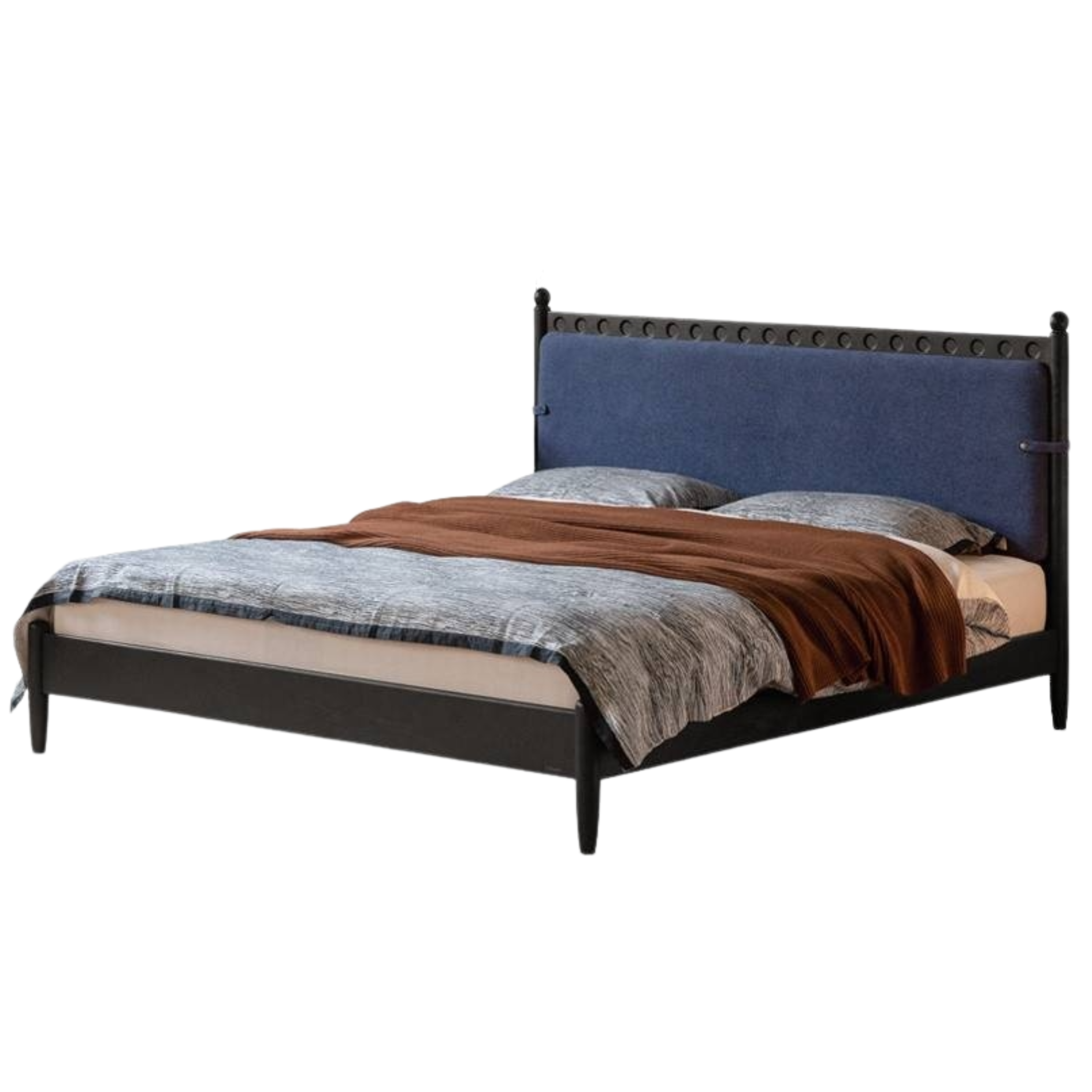 Ash Solid Wood Bed – Bauhaus Style with Soft Leather Upholstery