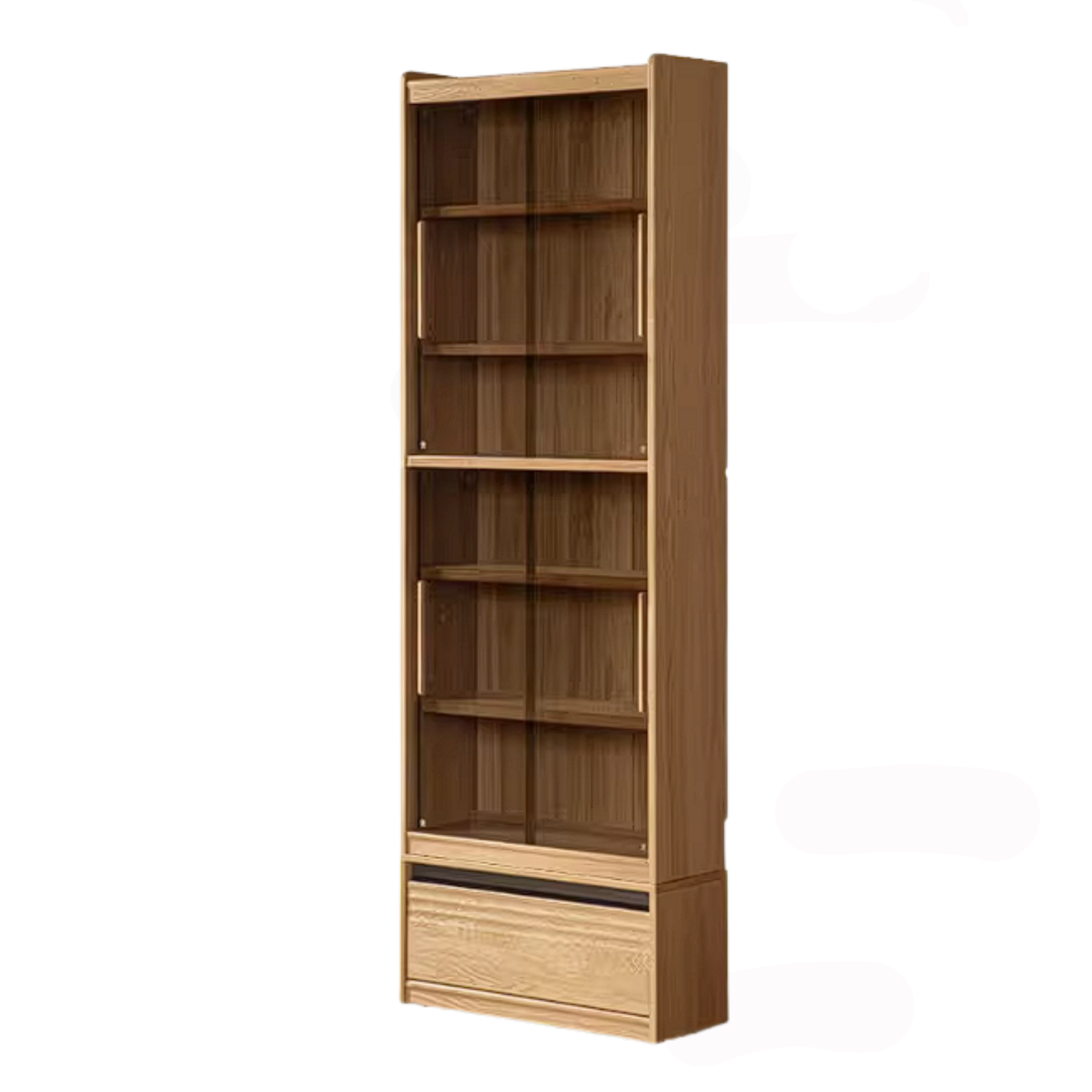 Oak Solid Wood Bookshelf with Integrated Booth Seating