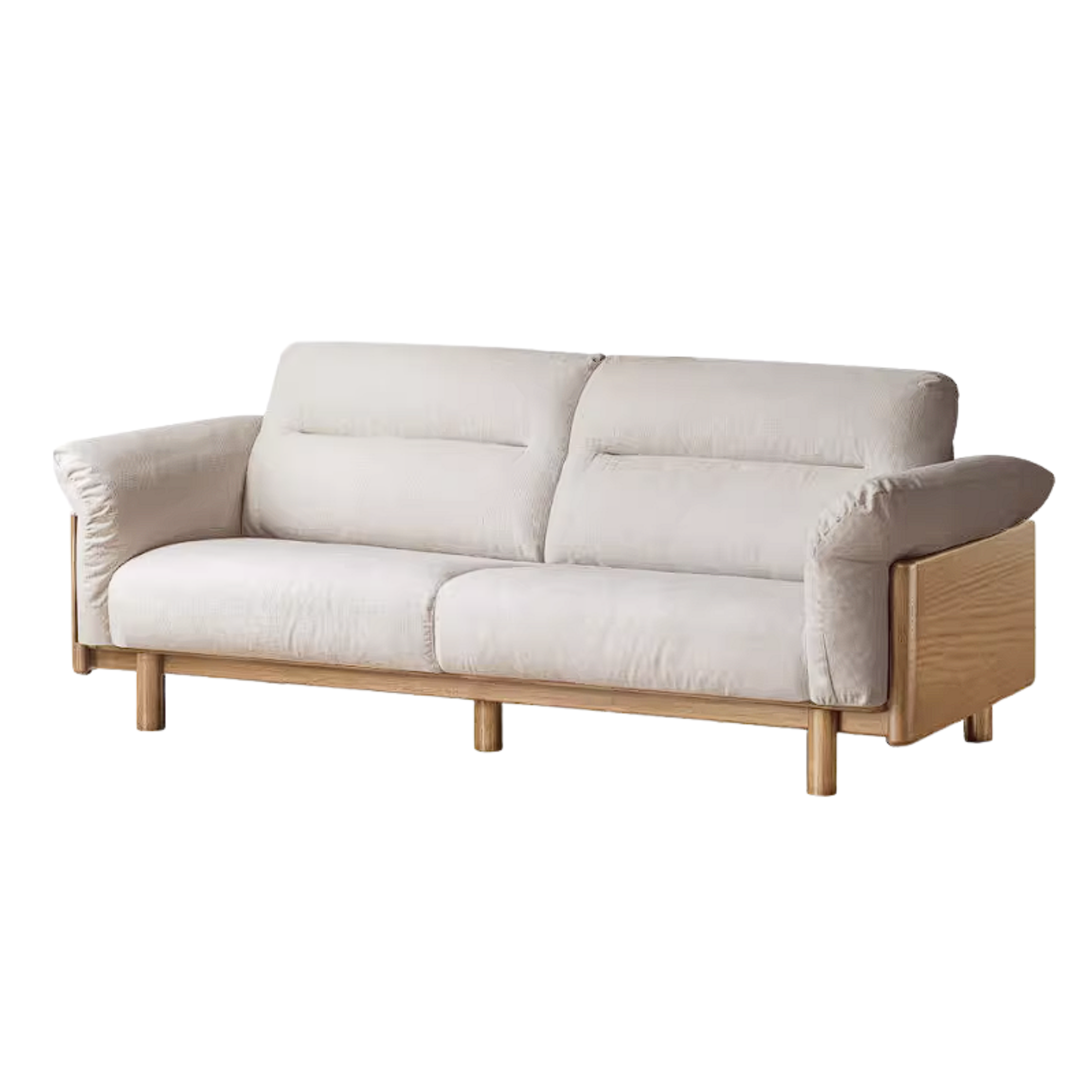 Oak Solid Wood Sofa with Wide Track Arms Genuine leather, fabric, removable and washable