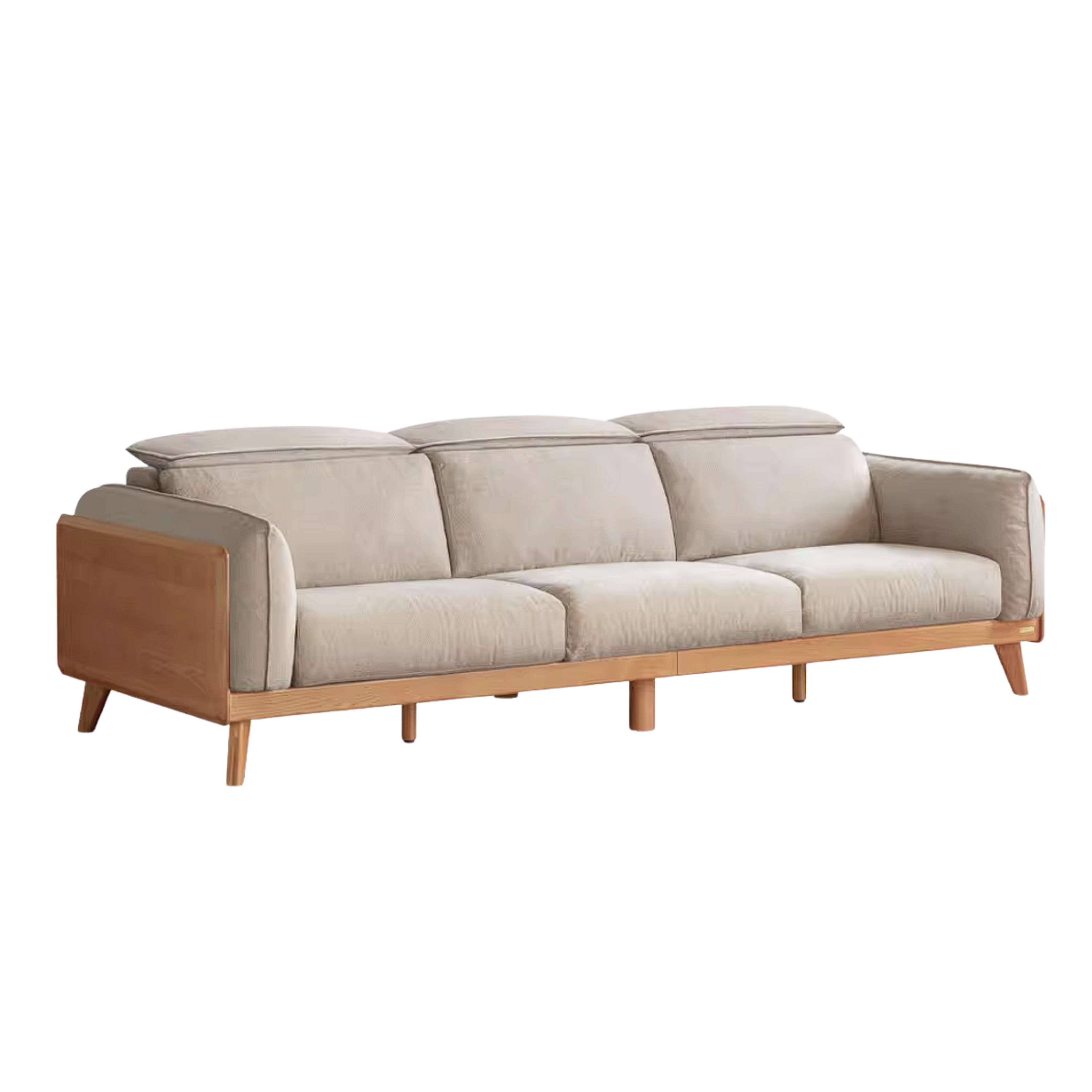 Cherry Wood Solid Wood Sofa Adjustable Headrest Genuine leather, fabric