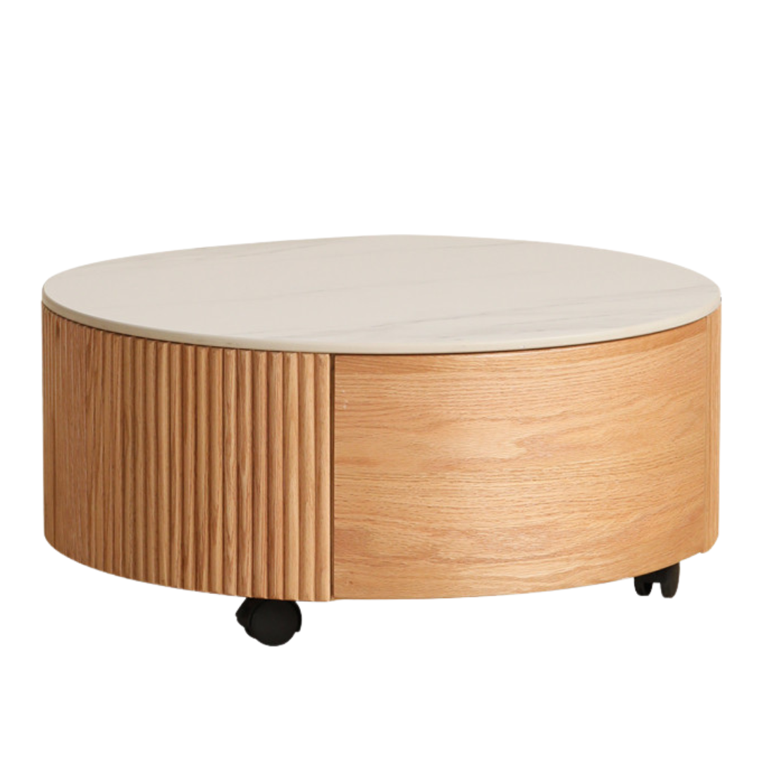 Oak Solid Wood Rock Plate Coffee Table