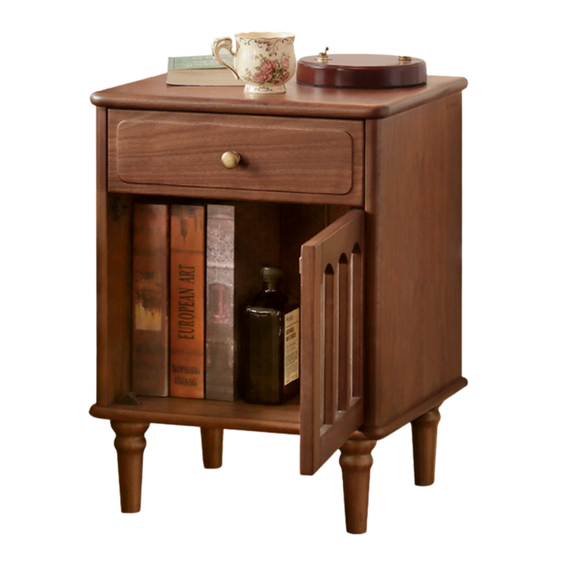 Black Walnut, Poplar Solid Wood American Retro Nightstand