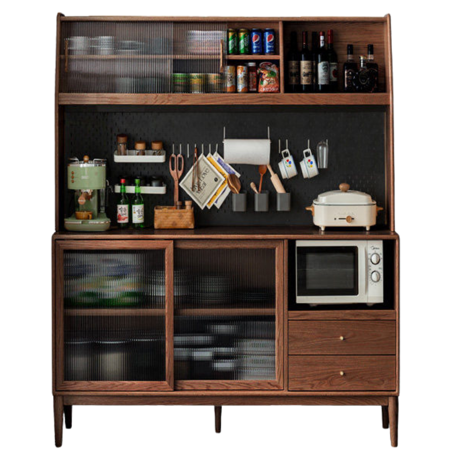 Ash Solid Wood Sideboard High Wine Cabinet Buffet