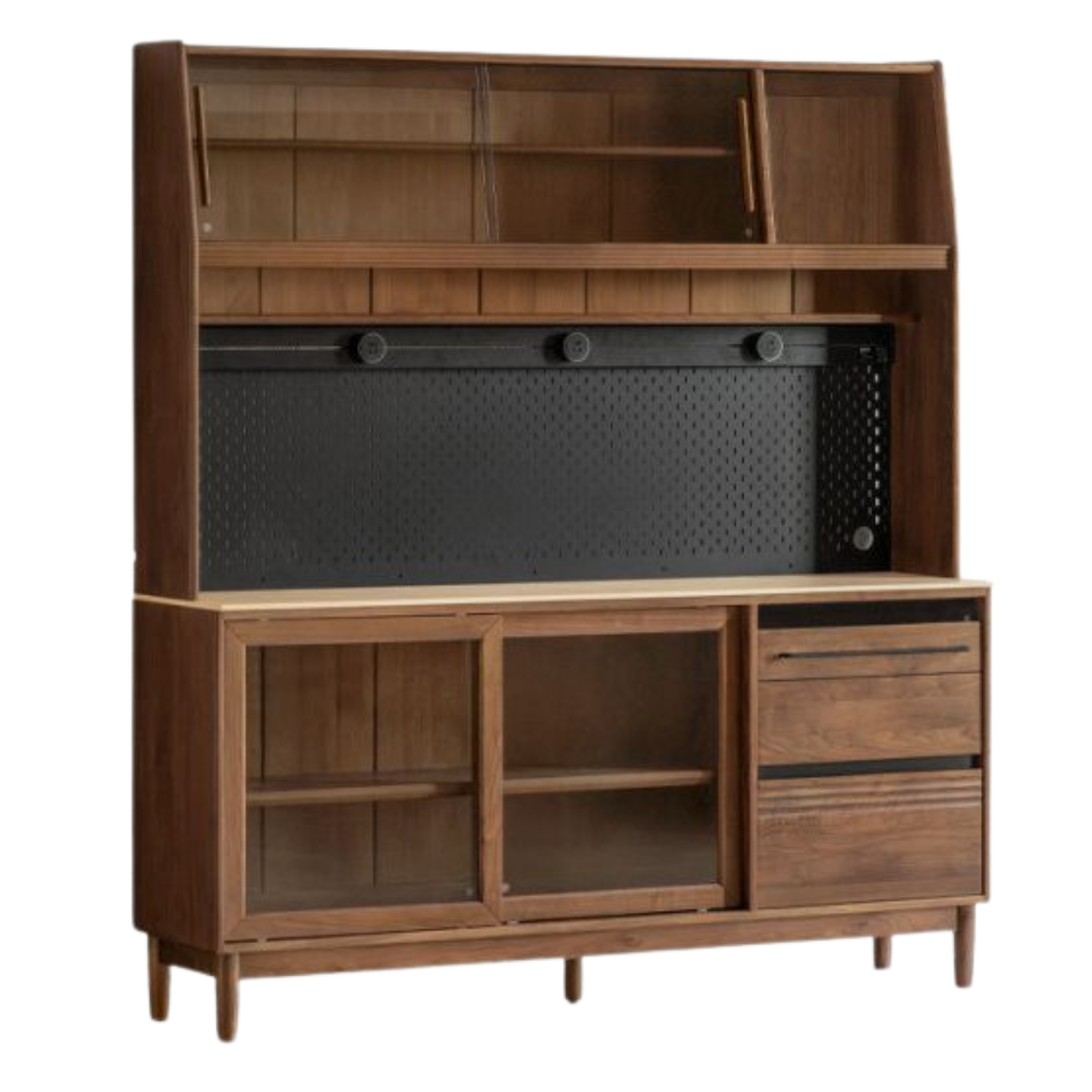 Black Walnut Solid Wood Italian-Style Sideboard – Sleek Buffet Cabinet