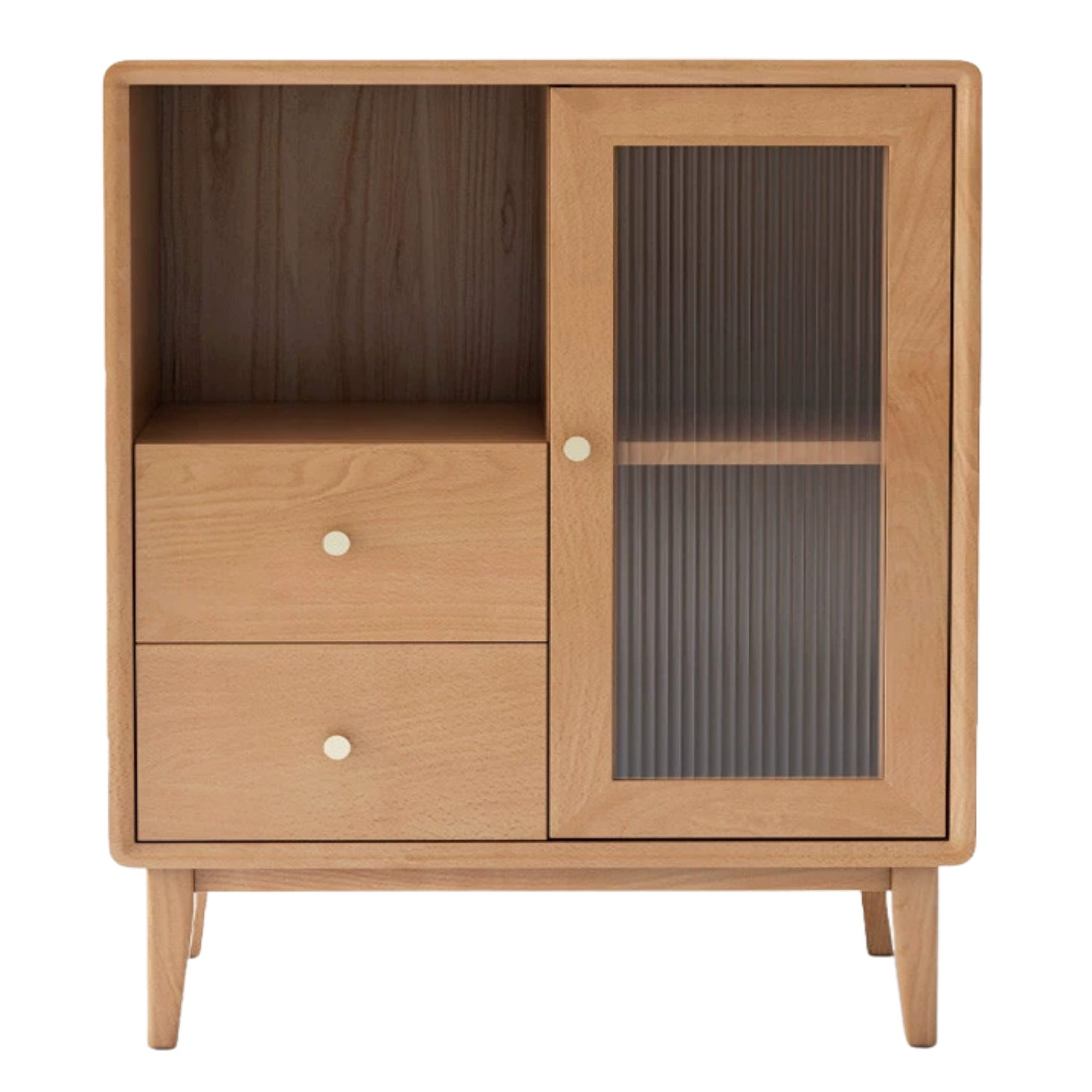 Oak, Beech Solid Wood, Solid Rubberwood Side Cabinet Nordic Style