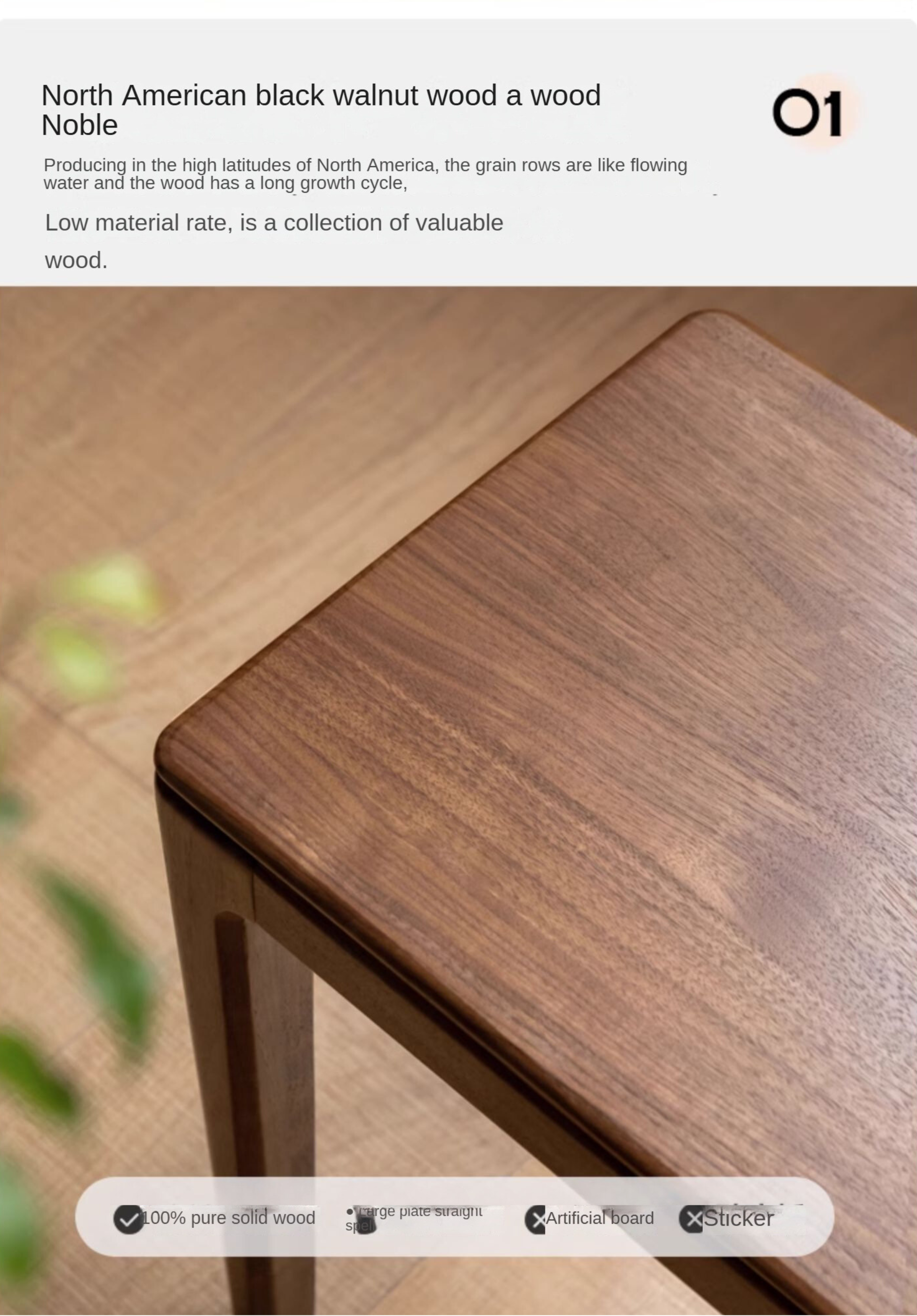 Black Walnut, Oak Solid Wood Makeup Stool