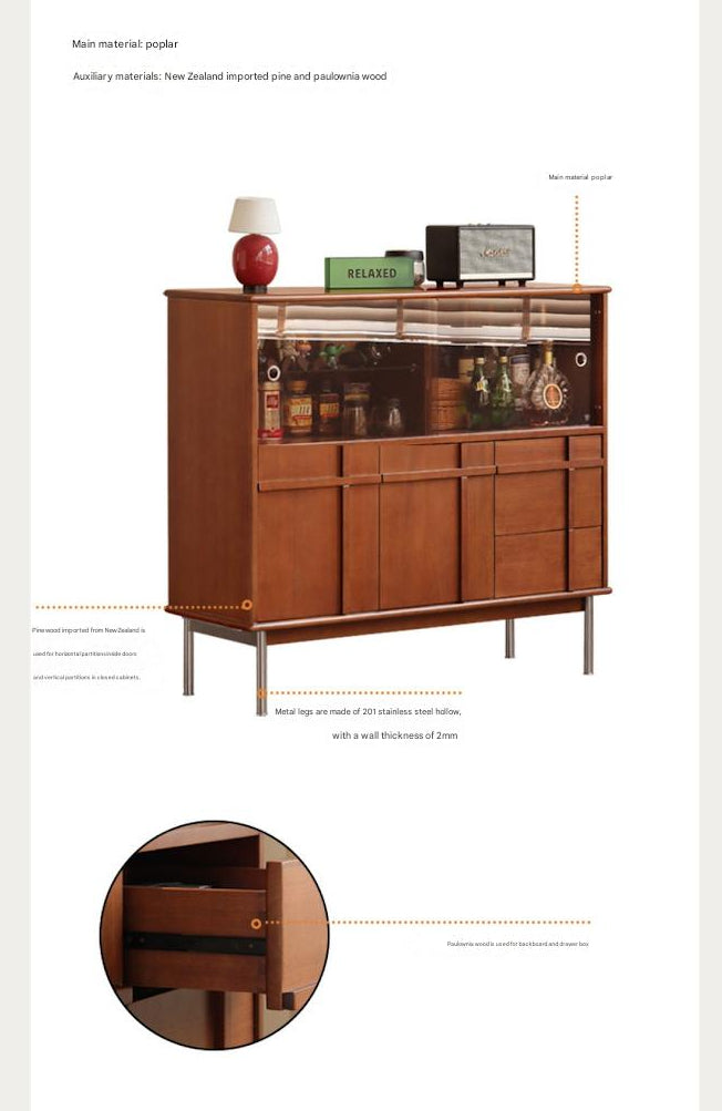 Poplar Solid Wood Medieval Style Side Cabinet.