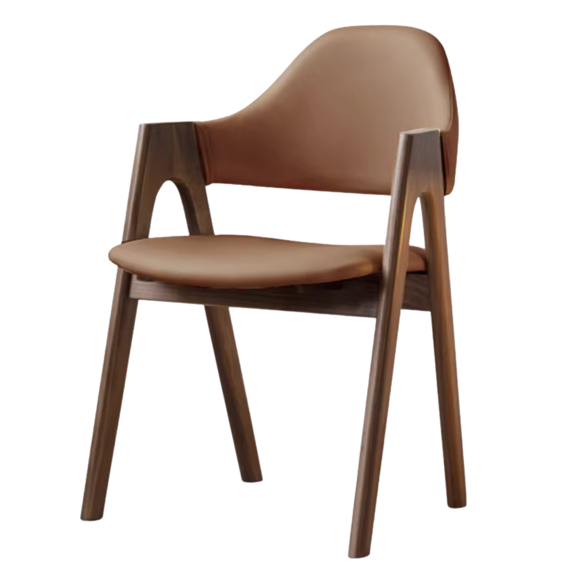Black Walnut, Rubberwood, Oak Solid Wood Organic Leather Armchair 4 pcs- USA