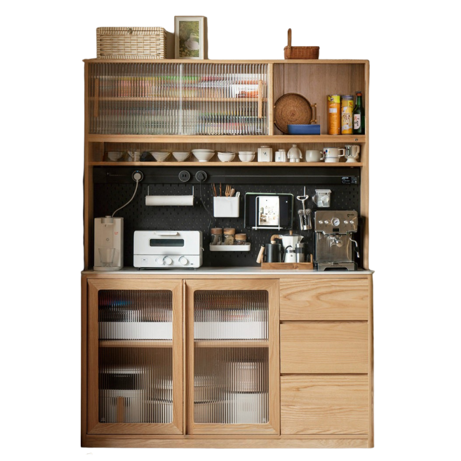 Ash Solid Wood White Wax Rock Plate Sideboard