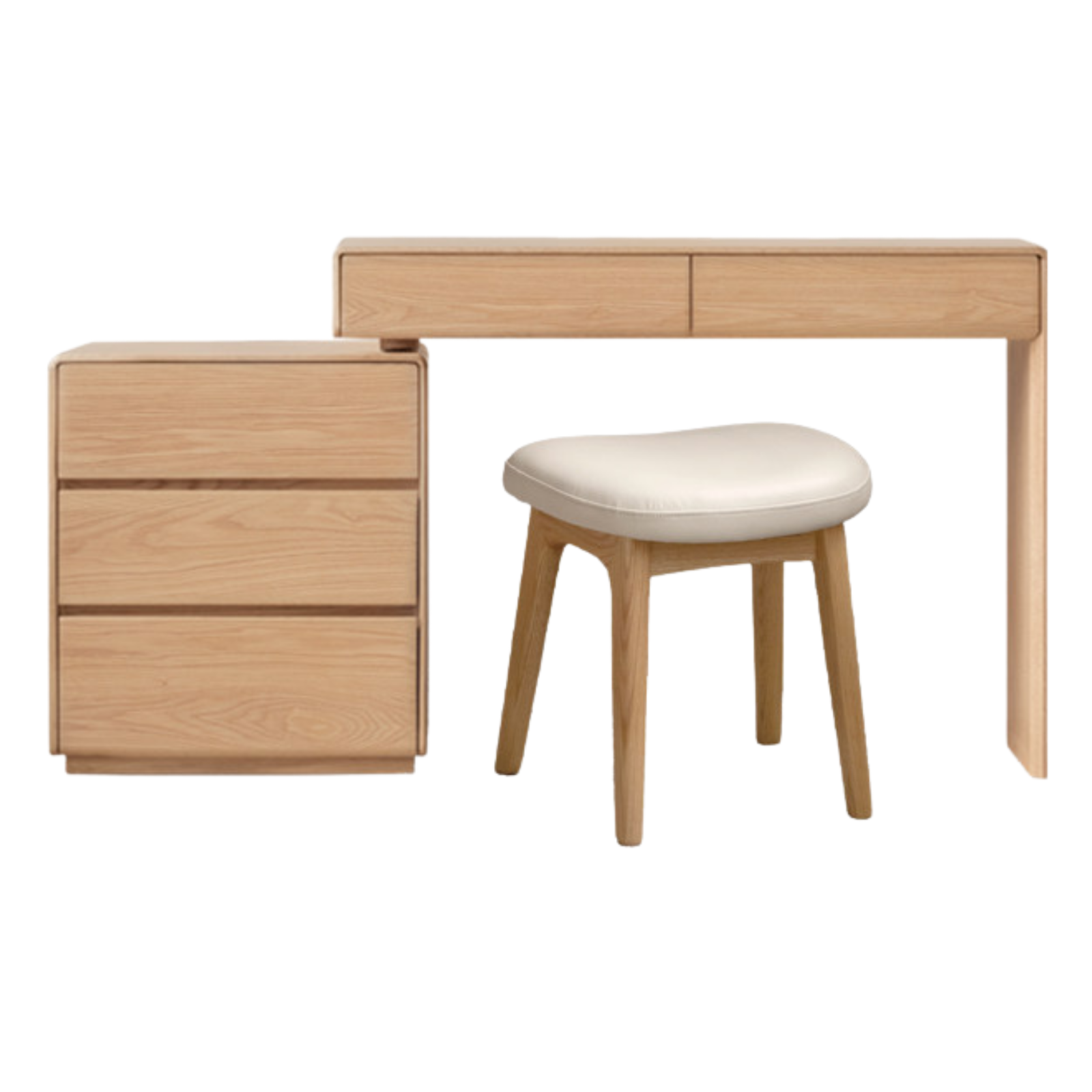 Oak, Ash Solid Wood Retractable Vanity Table Storage Cabinet.