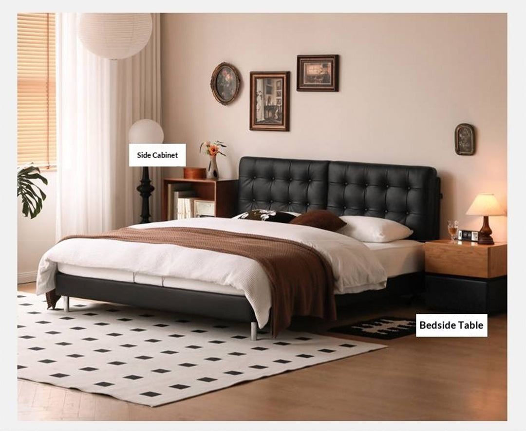 Genuine Leather Bed in Light Luxury Style