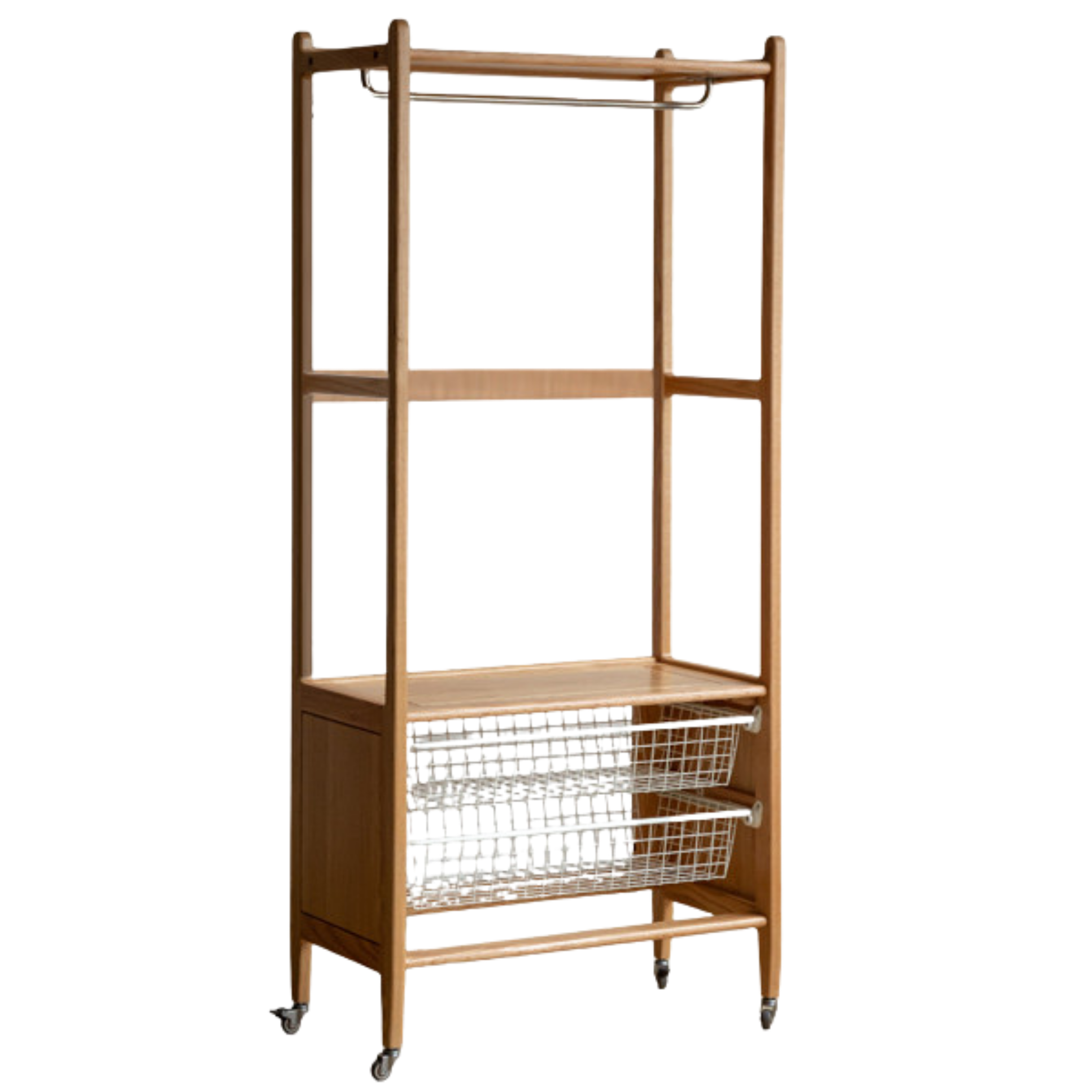Oak Solid Wood Rack Integrated Clothes Hanger