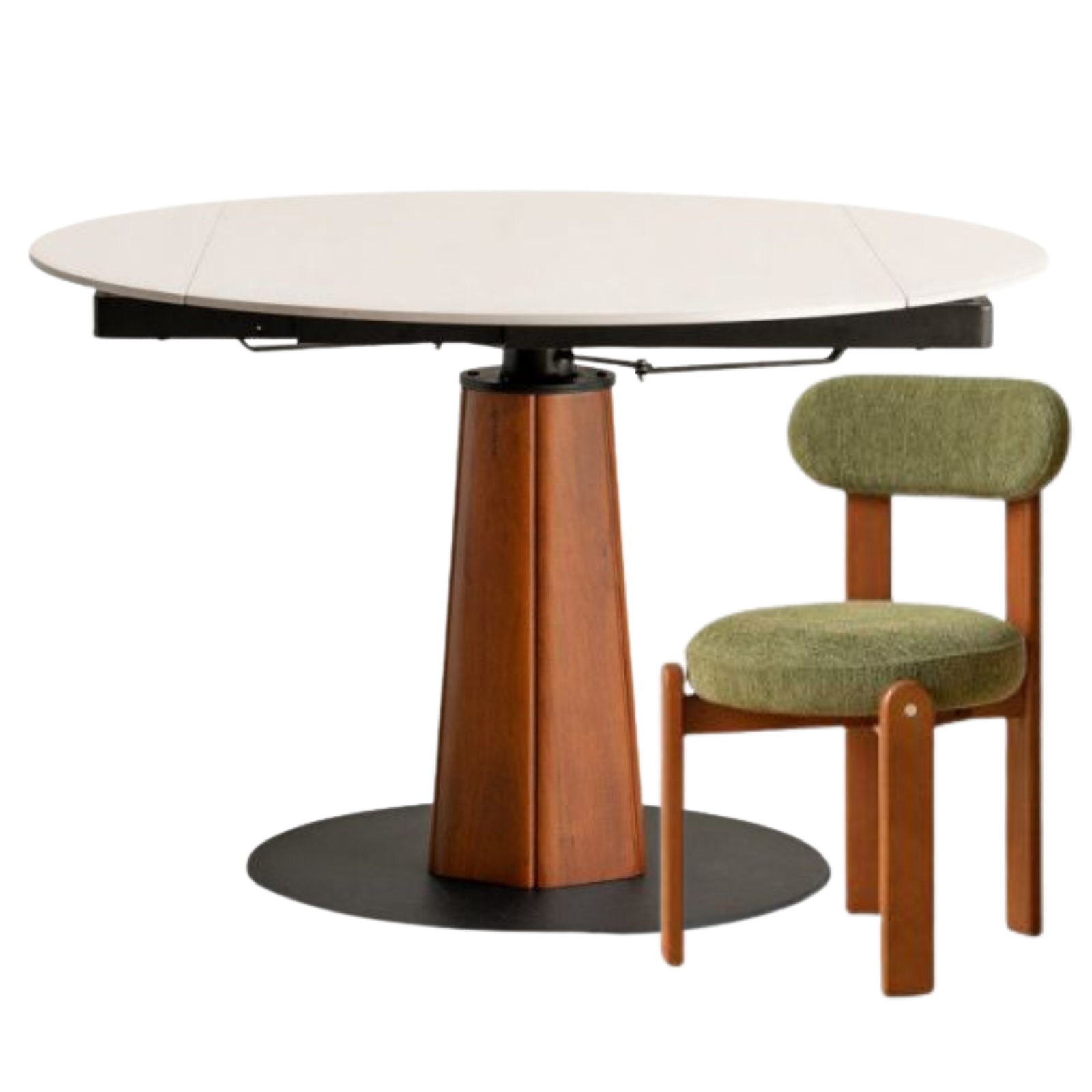 Tulipwood Solid Wood Rock Plate Round Table with Folding Feature