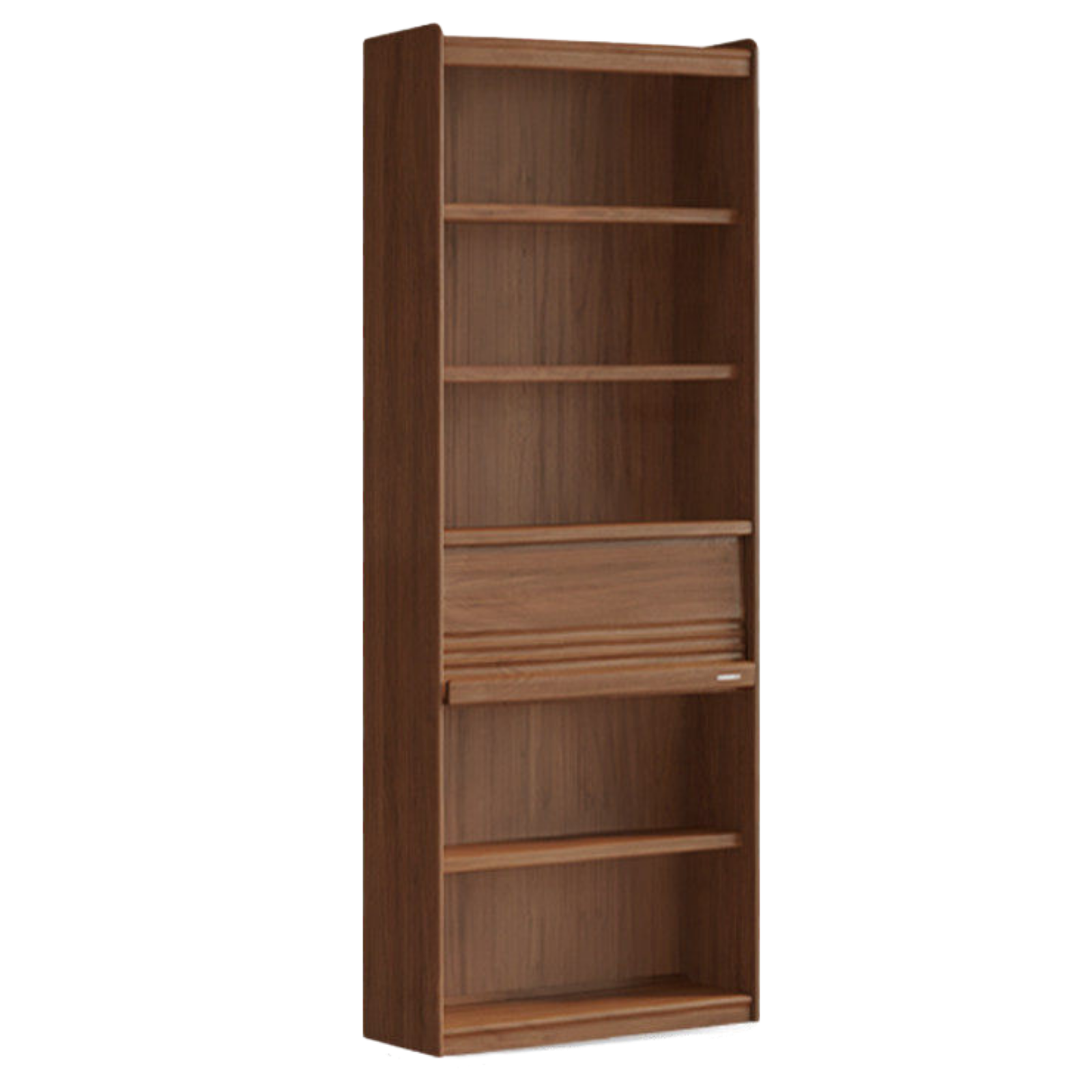 Black Walnut Solid Wood Integrated Wall Bookcase with Floor Display