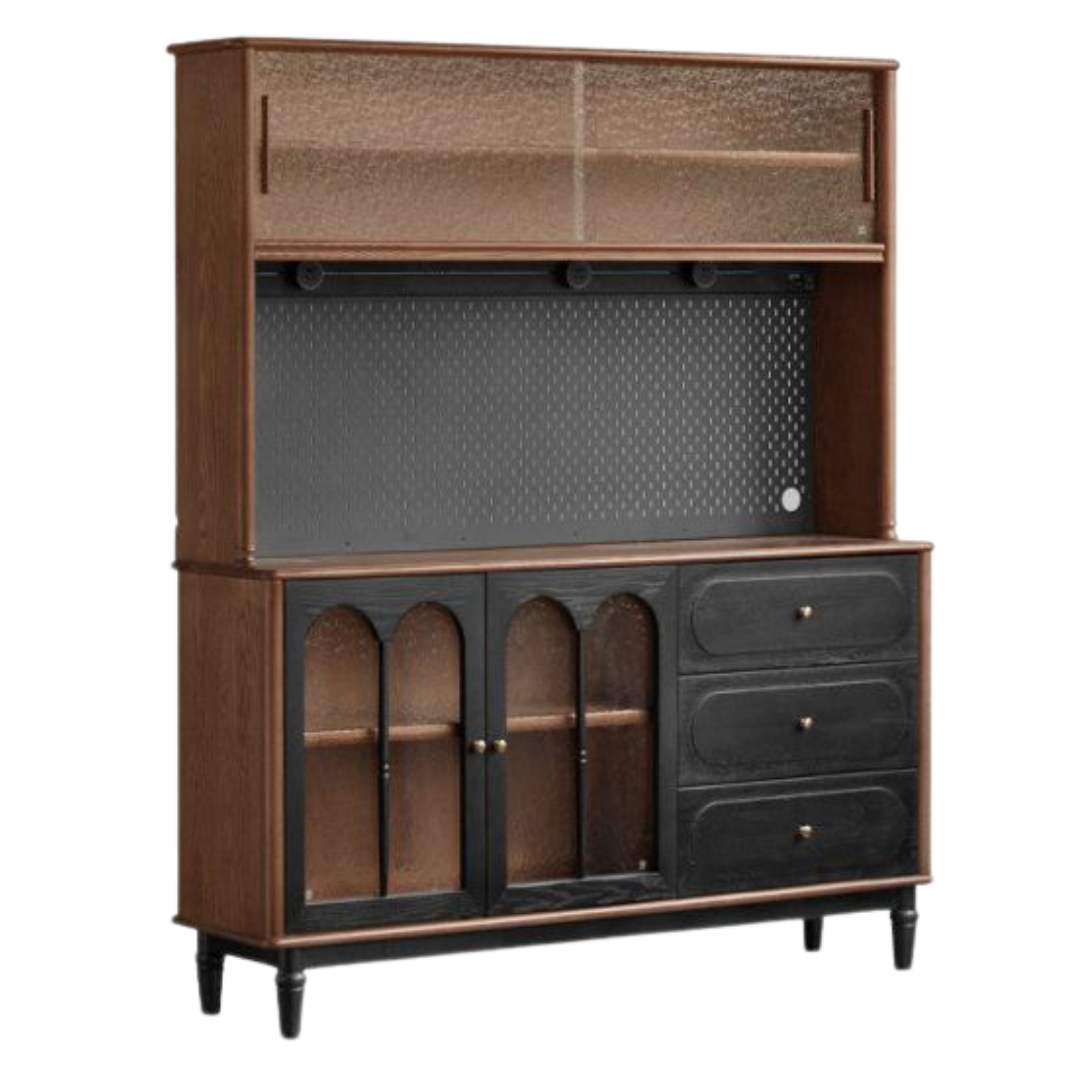 Ash Solid Wood Sideboard with American Retro Style and Storage Cabinet