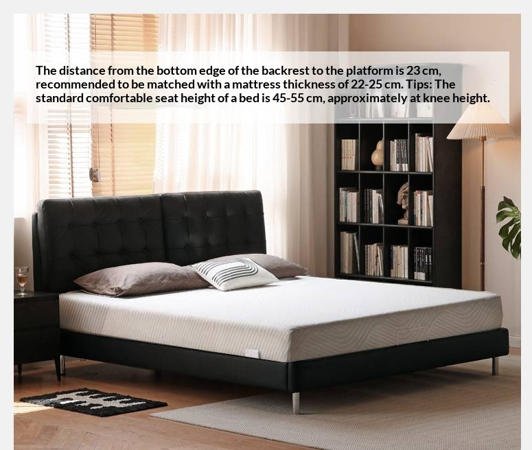 Genuine Leather Bed in Light Luxury Style