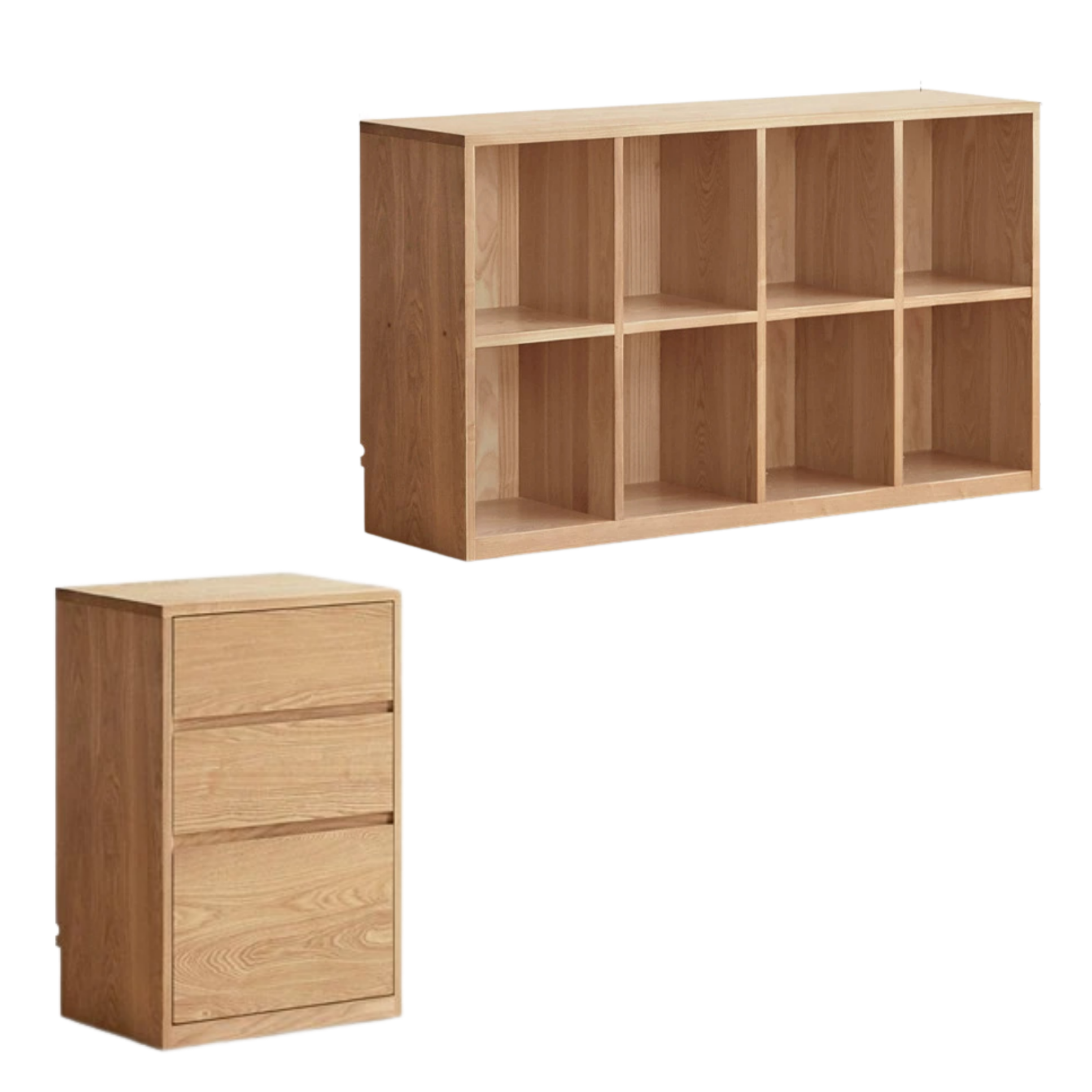 Ash Solid Wood Bookcase Storage Cabinet