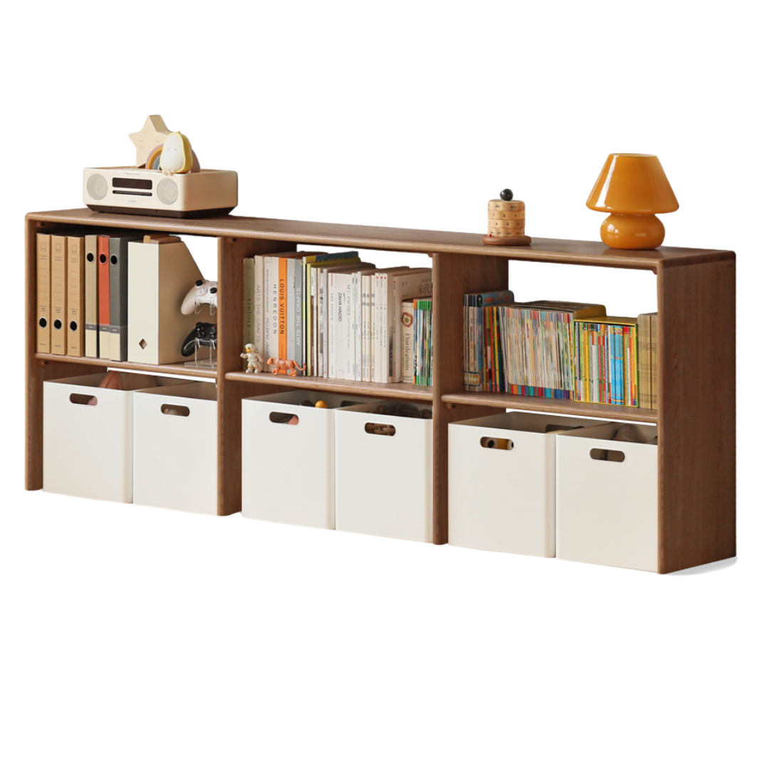 Oak Solid Wood TV Cabinet Minimalist Children's Toy Storage