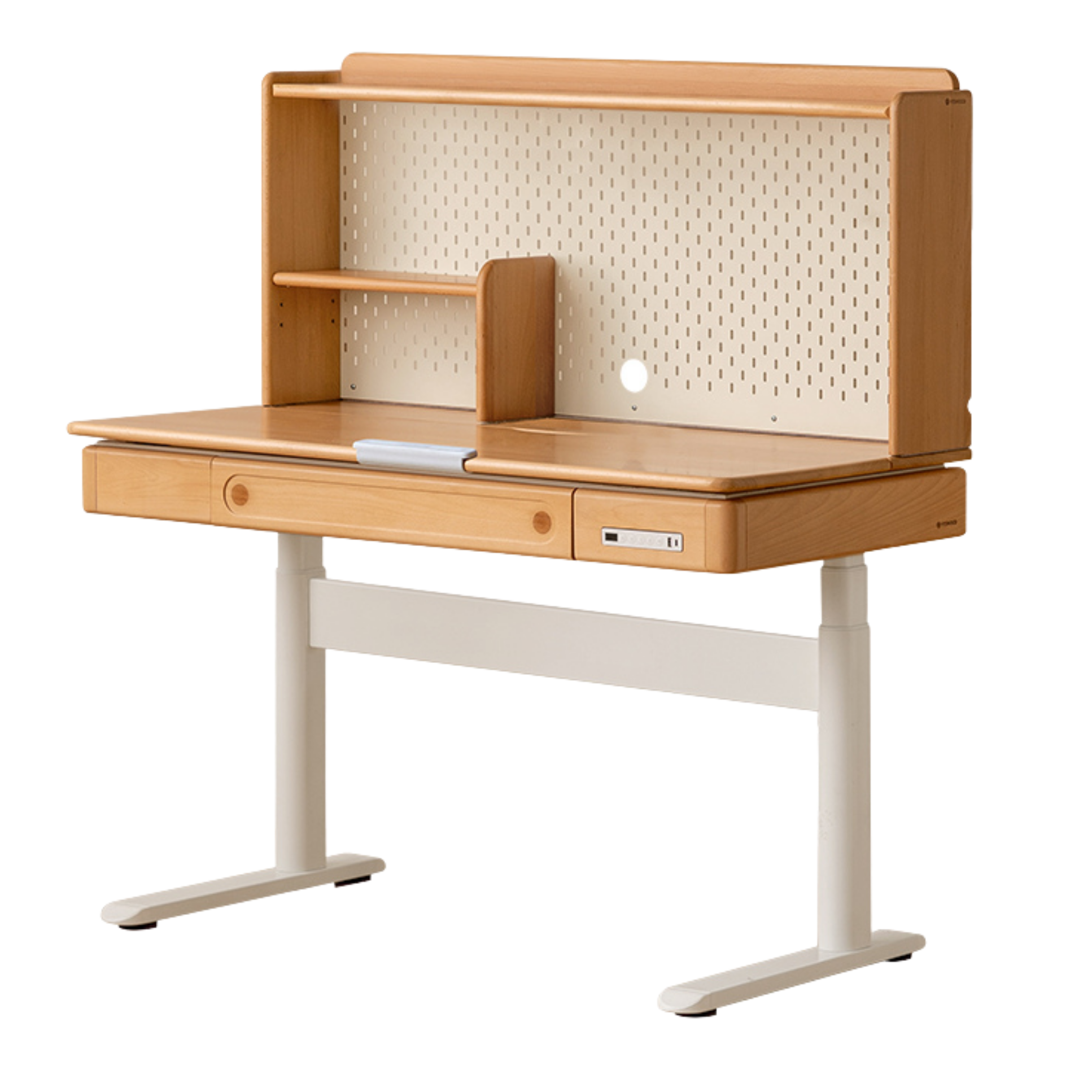 Beech Solid Wood Children's Study Desk with Electric Lift