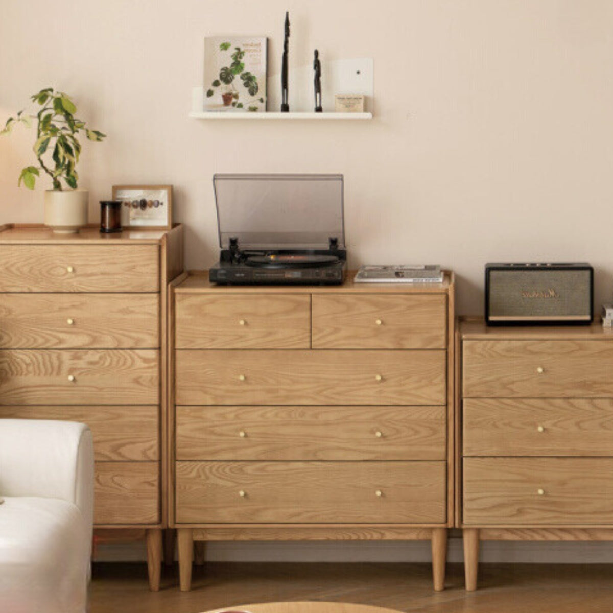 Ash Solid Wooden chest of drawers Cabinet)