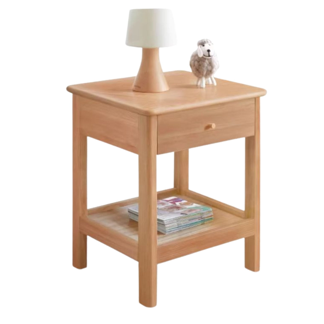 Oak, Beech Solid Wood, Solid RubberWood Nightstand.