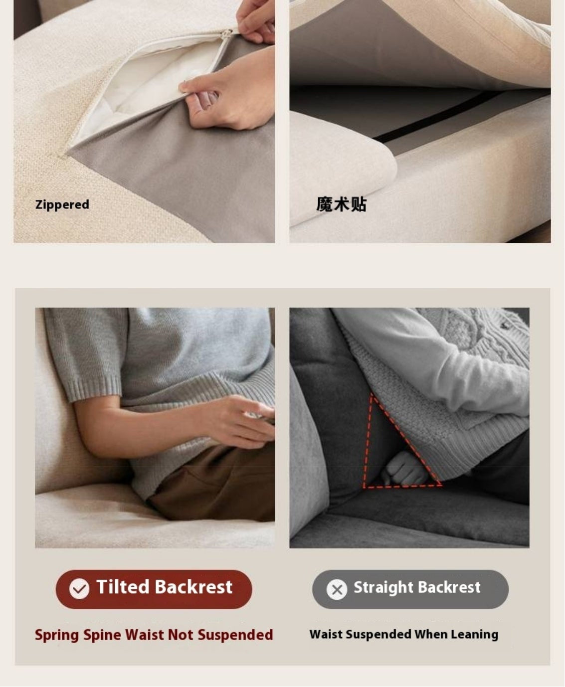 Wabi-Sabi Fabric Sofa  with Detachable and Washable Covers