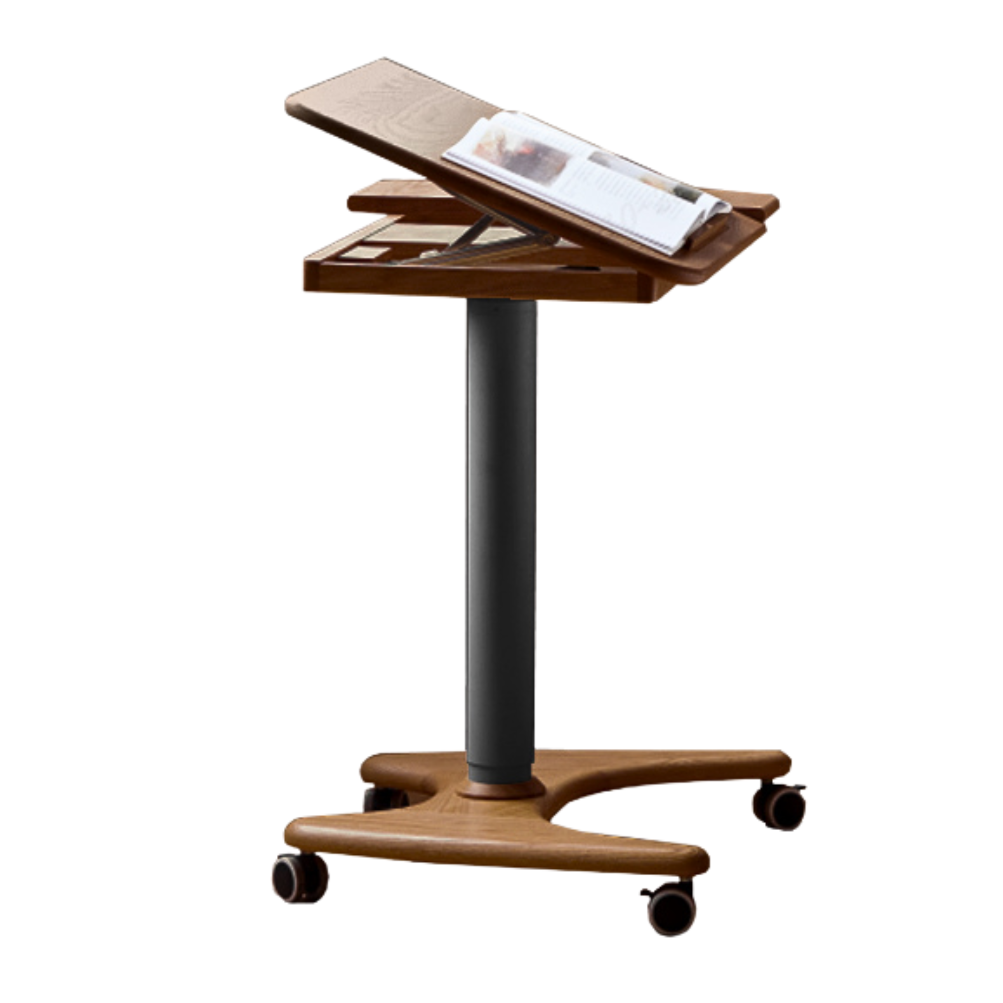 Oak, Ash Solid Wood Standing Desk Lifting Movable Side Table