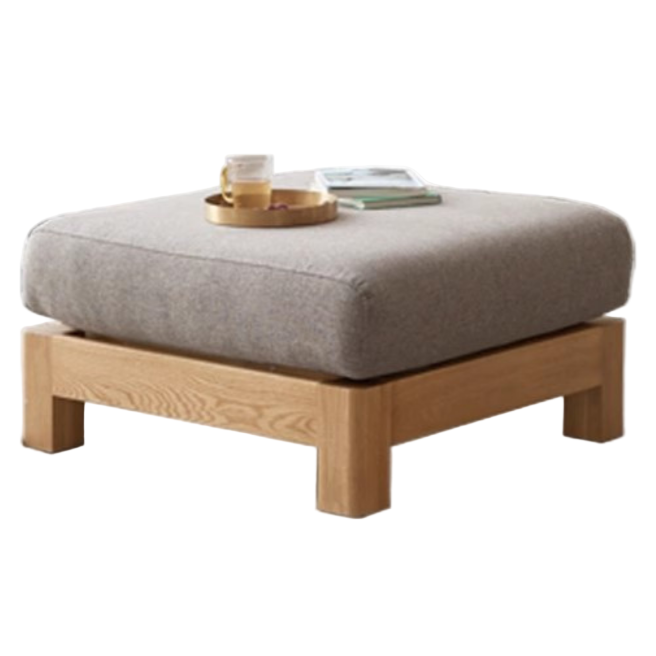 Ash, Oak, Black Walnut Solid Wood  Fabric Footstool
