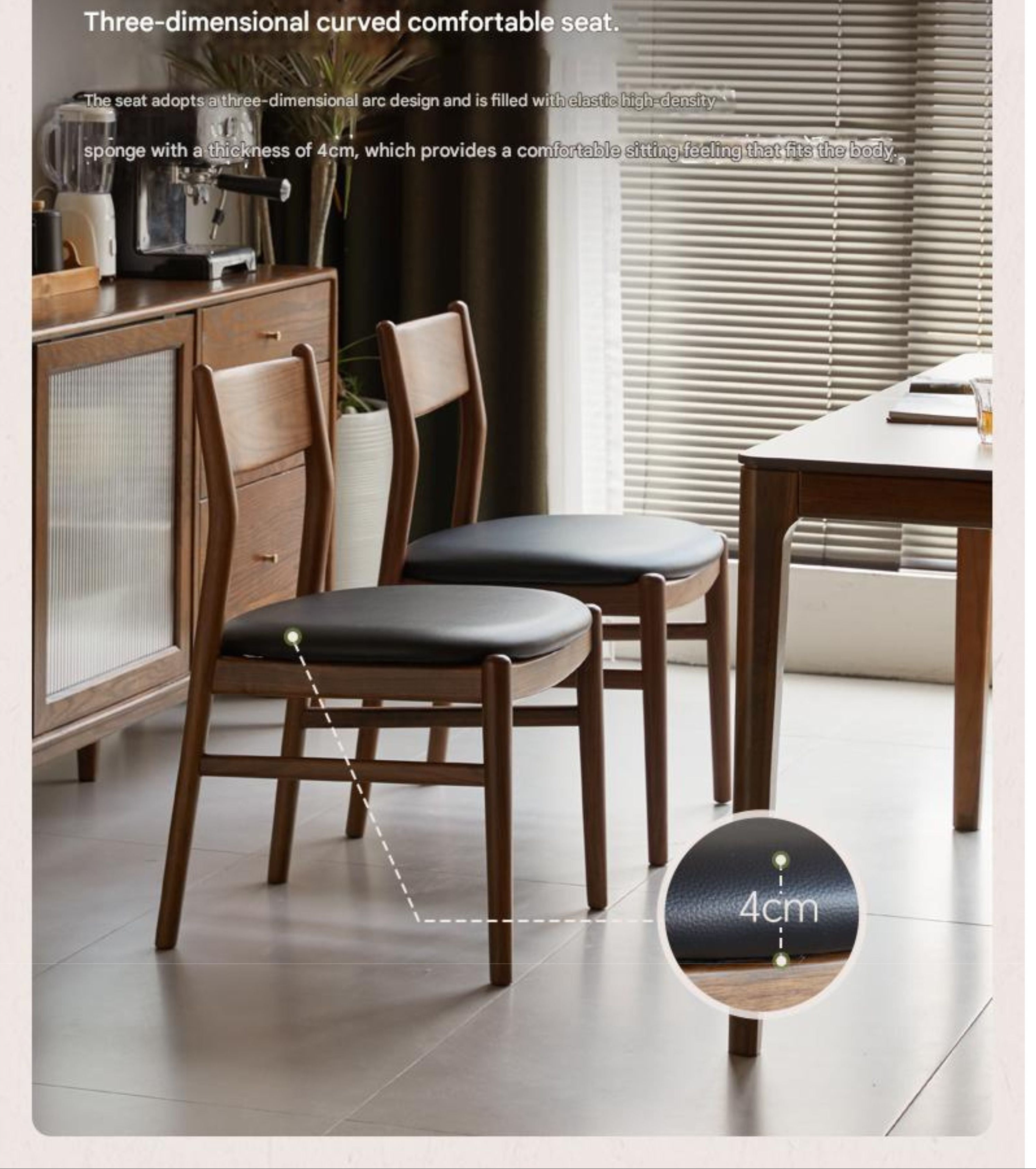 4 pcs Black Walnut, Ash, White Ash, Oak, White Oak, Beech, Sandalwood Solid Wood Dining Chair Retro