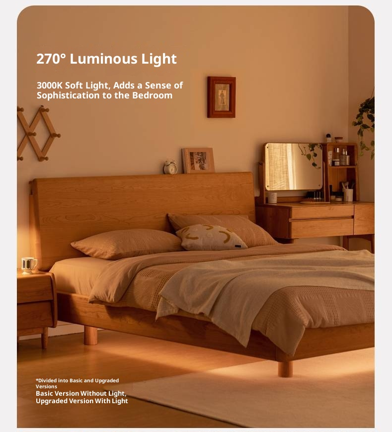 Cherry Solid Wood Bed Modern Style